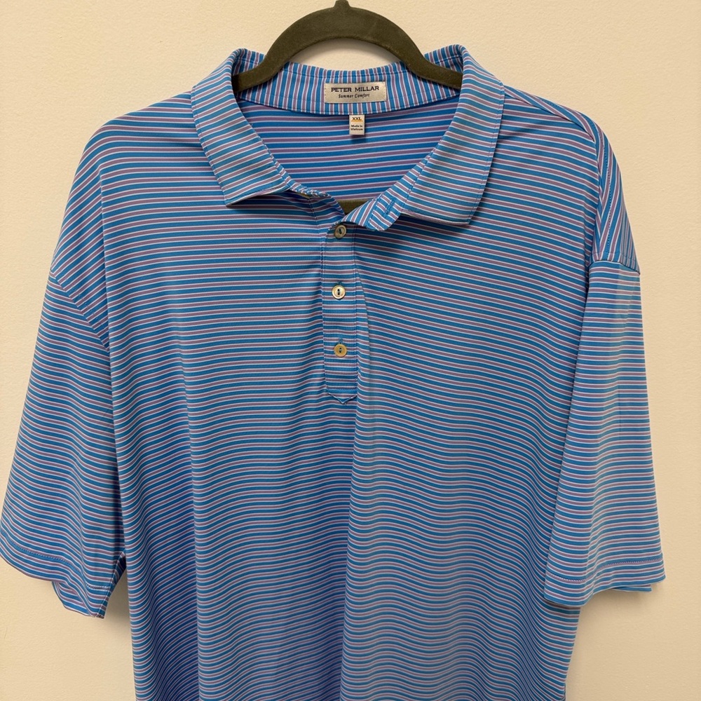 Peter Millar Blue Striped Polo Shirt